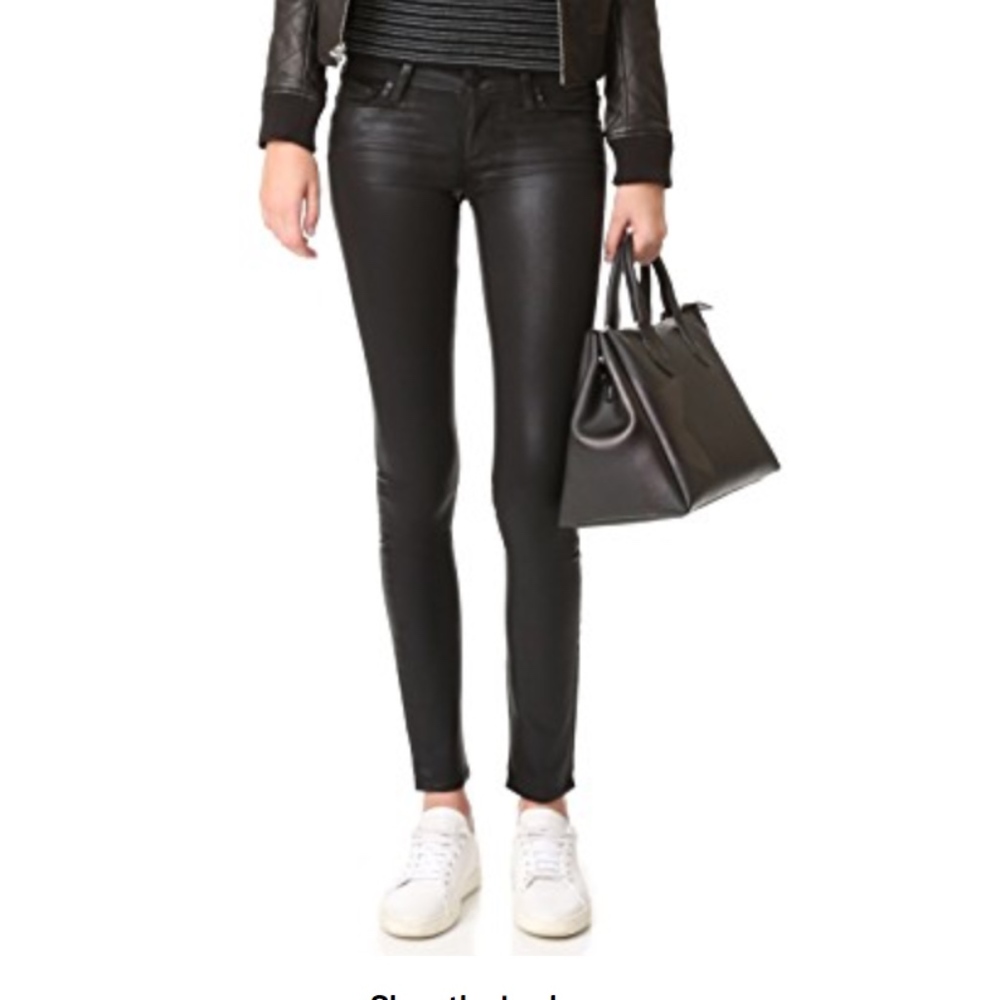 Paige Black Leather Coated Verdugo Skinny Jeans 27